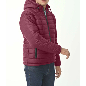 Chaqueta acolchada de golf personalizada para hombre al por mayor, abrigo elegante cálido con cuello levantado y cremallera rellena de plumón de gran tamaño - Product Image 1