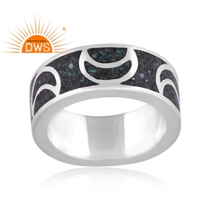 Best Selling Fine Sterling Silver Natural Arizona <b>Turquoise</b> Gemstone Band <b>Ring</b> Jewelry Manufacturer - Product Image 4
