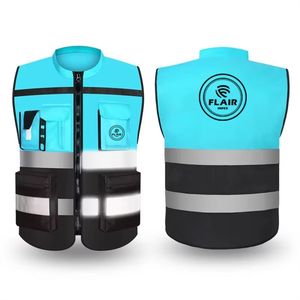 Chalecos reflectantes de seguridad resistentes con 7 bolsillos y cremallera frontal - Product Image 6