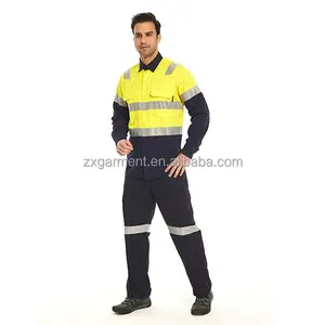 Antistatic Workwear Supplier Custom Made Polyester/Cotton Drill Hi-Vis Two Tone Overalls Boiler Suit