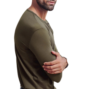 <b>Henley</b> <b>Shirt</b> for <b>Men</b> Casual Summer Fashion Long Sleeve Quarter Button Custom Designs Printed Top Style <b>Henley</b> T-<b>Shirt</b> for Male - Product Image 3