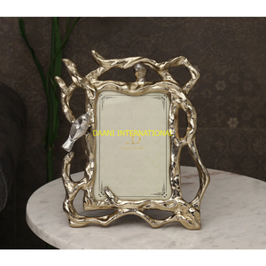 Vintage Gold Metal Photo <b>Frame</b> with Bird and Branch Design Artistic Decorative <b>Picture</b> <b>Frame</b> for Home Office and Gift Purpose - Product Image 1