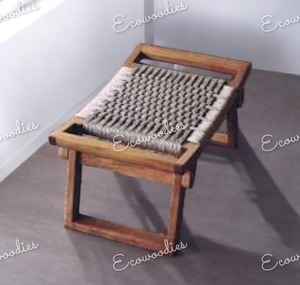 Tabouret Pouf en coton de luxe tabouret pouf en bois tricoté en bambou petit tabouret portable pour la Console extérieure d'incrustation d'os de jardin - Product Image 2