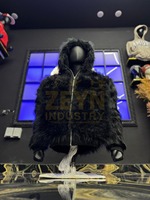 Sweat à capuche en fausse fourrure noire pour homme, chaud et doux pour l'automne, en tissu peigné 100% coton, logo personnalisé, streetwear de luxe, service OEM