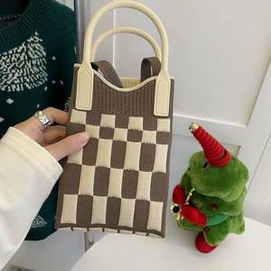 New Cartoon Knitted Open Mobile Phone Bag Women's Korean-style All-match One-shoulder Crossbody Travel Coin <b>Purse</b> Small - Product Image 3