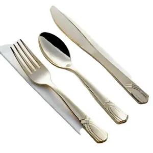 Ensemble de couverts à poignée de style royal en acier inoxydable avec couverts élégants de couleur or ustensiles de cuisine parfaits accessoires d'hôtel - Product Image 1