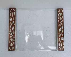 Plateau de service décoratif en acrylique avec poignée en bois, rectangulaire, écologique, passe au lave-vaisselle, plateau de mariage, décoration de la maison, plats et assiettes - Product Image 4