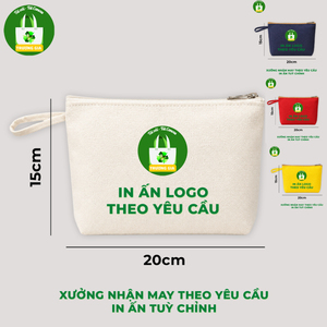 Truong Gia Canvas Tote Bag 20x15cm Zipper Wallet Custom Logo Printed Shopping Bag - Product Image 1