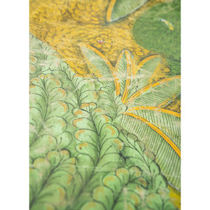 Tapisserie murale bohème en coton vert style Pichwai, motif scénique pour décoration extérieure et chambre, avec corde en métal - Product Image 3