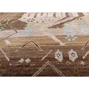 พรมไหมพรมผสมไหมไผ่สีน้ำตาลเบจ แมนชาฮ่า ลายเรขาคณิต รูปทรงสี่เหลี่ยมผืนผ้า สำหรับห้องนั่งเล่น วัยรุ่น และทางเดิน รุ่น Les-2279 - Product Image 3