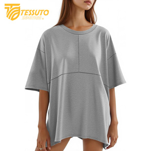 Camiseta básica de gran tamaño con logotipo de impresión personalizado de peso pesado Camiseta de algodón 100% de moda de talla grande de alta calidad para mujer - Product Image 1