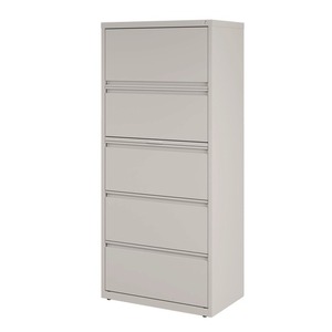 Alera 26145 Light Gray 30 In. X 18.62 In. X 67.62 In. Lateral <b>File</b> Cabinet with Five Legal/Letter/<b>A4</b>-Size <b>File</b> Drawers - Product Image 5