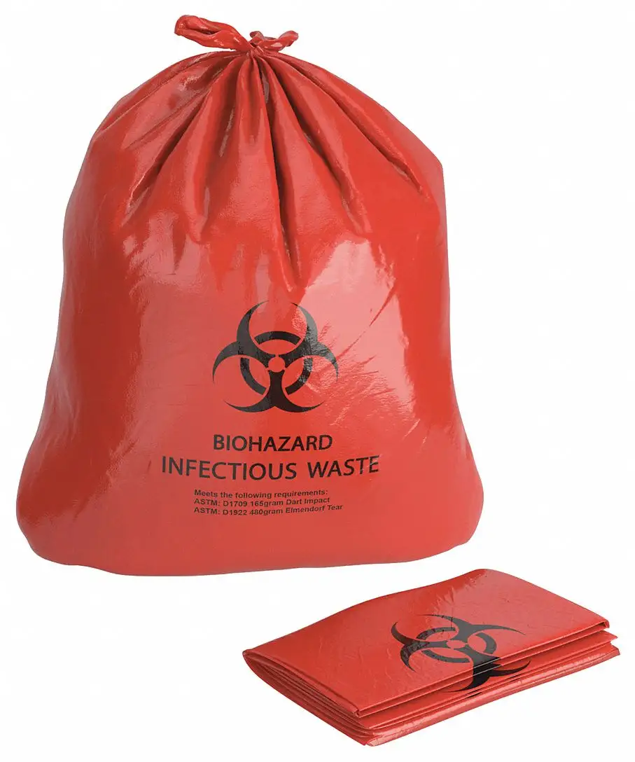 Bolsas de basura biomédicas desechables de fábrica directa, bolsas de basura de plástico amarillas, bolsa de riesgo biológico para prevenir pinchazos y BA antiinfeccioso