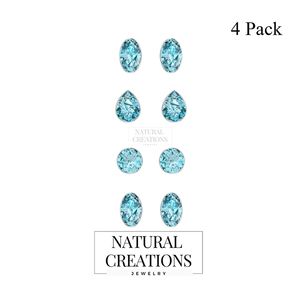 ต่างหูเม็ดเดี่ยวล็อคทรงไข่รูปลูกแพร์สีเงิน925สีเงินสีอะความารีนธรรมชาติทรงวงรีทรงผีเสื้อแบบคลาสสิกกรอบการตั้งค่า4คู่ของขวัญแต่งงาน - Product Image 2