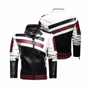 Vestes en cuir de moto noir d'automne pour hommes vestes en cuir PU coupe-vent à col montant de haute qualité - Product Image 1