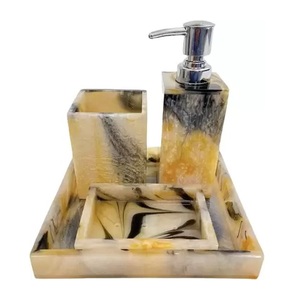 Latest Granite Stone <b>Bathroom</b> Set of 4 Piece Best Quality <b>Bathroom</b> Products Tooth Brush Holder & Cotton Holder Set - Product Image 6
