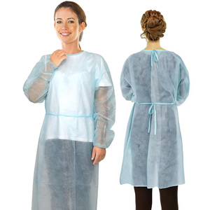 Bata protectora de aislamiento médico a granel desechable no tejido impermeable de manga larga con lazo en la espalda soldado para laboratorio de clínica de Hospital - Product Image 6