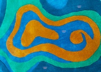 Tapis d'art abstrait multicolore contemporain, tapis à poils coupés à la main à bas prix, bleu, vert, orange, tapis abstrait multicolore, rembourrage