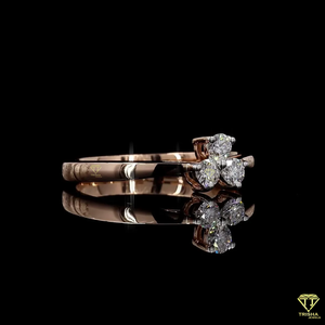 โรสโกลด์โรเดียมชุบโคเวอร์แบบวินเทจแหวนเพชรโมอิสซาไนท์สี่เม็ดอัญมณีที่มีเอกลักษณ์การออกแบบดอกไม้ที่สง่างาม - Product Image 4