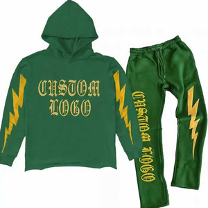 Ensemble de survêtement à capuche et de jogging en coton de haute qualité pour hommes avec imprimé de lettres d'anime Streetwear Fashion Two-Piece for Winter - Product Image 1