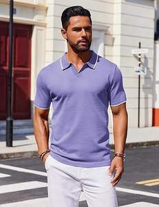 เสื้อโปโลผู้ชายมีลายทางที่กำหนดเองได้เสื้อผ้าลำลองแขนสั้นแบบคลาสสิก2025 - Product Image 2