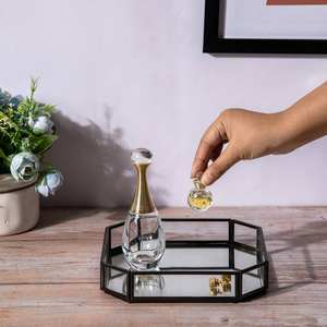 Bandeja de exhibición de joyería de cristal con marco de Metal negro de lujo moderno hecho a mano patrón Horizontal para el hogar bandejas decorativas de Navidad - Product Image 3