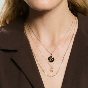 Luckyju कस्टम गहने वाटरप्रूफ तिरश मुक्त स्टेनलेस स्टील 18k सोने की प्लेटेड काली गर्दन - Product Image 3