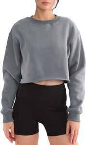 Women's Cropped Fleece Hoodie Wholesale Custom Print Logo Long <b>Sleeves</b> Letter Print Loose Women Women's <b>Sweatshirt</b> - Product Image 5