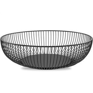 Bol de service noir de conception abstraite en cage de fil métallique pour les hôtels, fournisseur en vrac de vaisselle en métal personnalisé pour les organisateurs d'événements - Product Image 1