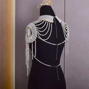 Robes de bal Bridella VG66, châle en perles ivoire avec drapé doux, enveloppe chaude, accessoire élégant et luxueux pour les mariages et les événements formels - Product Image 3