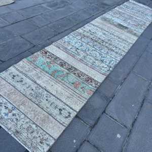 Tapis turc, tapis de couloir 3x15,1 pieds, tapis abstrait bleu - Product Image 2