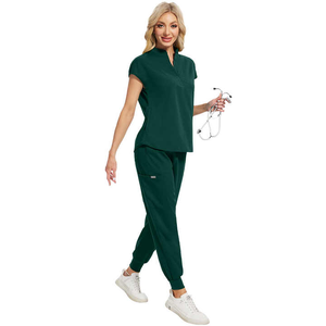 Customization <b>Light</b> Blue Flared Trousers Set Hospital High Quality Medical Nursing <b>Dental</b> Salon Uniforms Women Dobby Fabric - Product Image 5