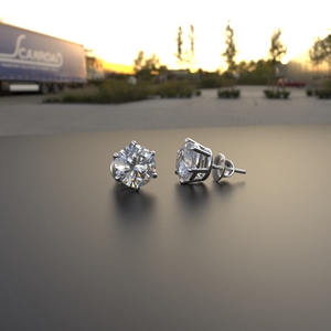 Avarta Jewellery Argent Sterling 2 Carat Chaque Moissanite Solitaire Goujons Avec Or Blanc Polonais - Product Image 3