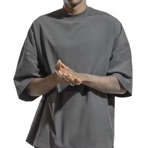 Nueva llegada 100% algodón de calidad premium camisetas de hombre de gran tamaño 230G en blanco liso ropa de calle logotipos personalizados fabricantes - Product Image 2