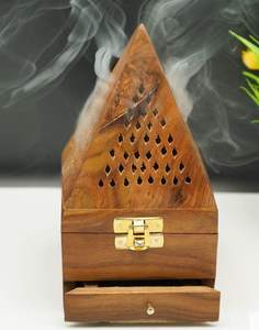 Quemador de incienso de madera de forma piramidal Premium utilizado en el Hotel doméstico o en el tiempo de meditación para fragancia Mubkhar y bakhoor por HHO - Product Image 1