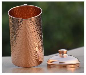 Classic Style Hammered Copper Jug Strong Handle Shiny Finish 1L Capacity Food Grade Lid Tea <b>Water</b> Drinkware Eco-Friendly Kitchen - Product Image 5