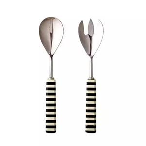 Ensemble de serveurs de salade en acier inoxydable de style classique poignée en résine pour la maison hôtel Restaurant événement vaisselle utiliser une cuillère de service - Product Image 1