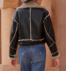 Chaqueta de Piel de Oveja para Mujer, Chaqueta de Invierno con Cuello Alto, Talla Grande, Disponible con Colores Personalizados - Product Image 2