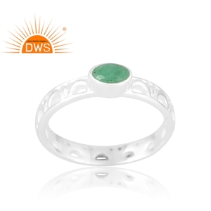 Nuevo diseño de patrón, anillo de piedras preciosas de Esmeralda Natural de Plata de Ley 925, joyería personalizada para mujer, regalo para ella - Product Image 1