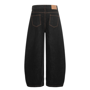 <span class=keywords><strong>Jeans</strong></span> in Denim Grezzo Nero Stile Americano con Taglio Curvo per Uomo e Donna, Pantaloni <span class=keywords><strong>Larghi</strong></span> e Comodi per Coppie, Pantaloni <span class=keywords><strong>Lunghi</strong></span> - Product Image 3