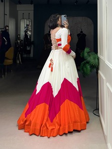 pure rayon colorful White with <b>gota</b> patti Navratri Cowrie Touch Up Lehenga Choli - Product Image 3