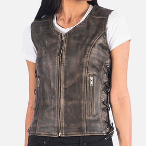 Gilet de moto en cuir véritable de haute qualité pour femmes, fermeture éclair imperméable, vêtement d'extérieur durable et tendance - Product Image 5