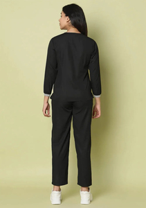 Combinaison de travail en spandex à prix avantageux, couleur unie d'origine, extensible, coupe ajustée, haut et pantalon de jogging, uniforme de travail - Product Image 2