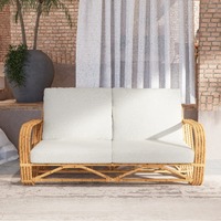 Causeuse en rotin naturel fabriquée à la main avec coussins en peluche canapé de style bohème pour salon confortable et extérieur pour appartements