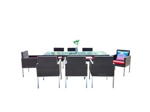 ชุดรับประทานอาหารกลางแจ้งที่ทันสมัยกรอบอลูมิเนียมโพลีหวายวัสดุหวายร่วมสมัยสำหรับสวนวิลล่าห้องนั่งเล่นโรงแรมเฟอร์นิเจอร์ - Product Image 5