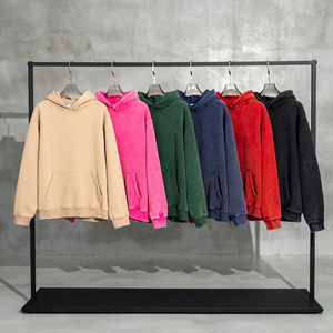 Vintage poids lourd coton 355 Gsm surdimensionné Boxy Fit sweat hommes soleil fondu lavé recadrée en détresse logo personnalisé sweats à capuche - Product Image 6