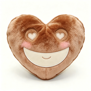 Almohada de peluche personalizada con forma de corazón marrón, Peluche de corazón sonriente, Almohada de peluche linda en forma de corazón, Juguete de peluche suave con cara de corazón - Product Image 3