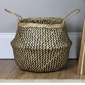 Panier de rangement en jonc de mer traditionnel écologique poignées couleur personnalisée couvercle de bassin de plantes multifonctionnel artisanat Vietnam - Product Image 5
