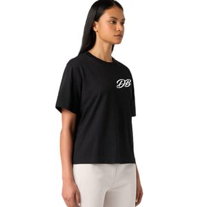 เสื้อยืดโอเวอร์ไซส์สีดำสำหรับผู้หญิง ผ้าฝ้าย 100% เนื้อหนา คอกลม ไม่มีลาย สกรีนโลโก้ตามสั่ง รับผลิตแบบ OEM - Product Image 1