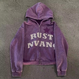 Nouvelle mode de sweats à capuche en molleton brodés pour hommes Logo personnalisé Streetwear en détresse pour le style délavé du soleil d'hiver - Product Image 1